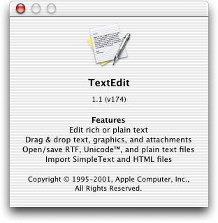 About application in Mac OS 10.1