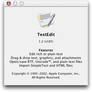 About application in Mac OS X Jaguar