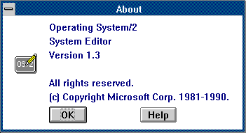 About application in MS OS/2 1.30.1