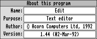 About application in RISC OS 3.11 (About this program)