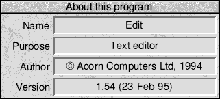 About application in RISC OS 3.7 (About this program)