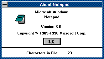 About application in Windows 3.0