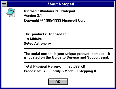 About application in Windows NT 3.1 Workstation