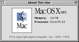 About GUI in Mac OS X DP 2 (About This Mac)