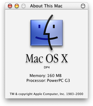 About GUI in Mac OS X DP 4 (About This Mac)