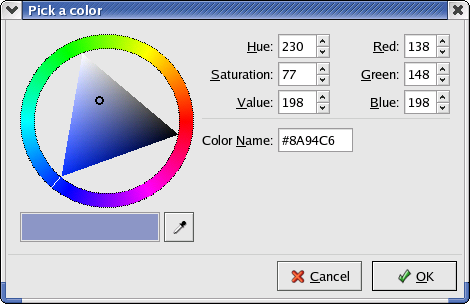 Colour selector in GNOME 2.2.0 in RedHat 9