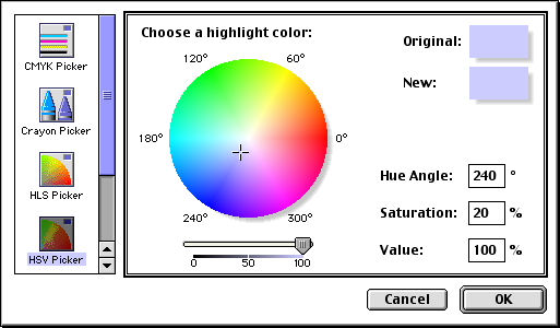 Colour selector in Mac OS 9.0