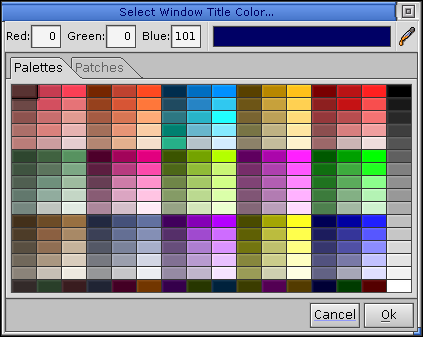 Colour selector in QNX 6.2.1 NC