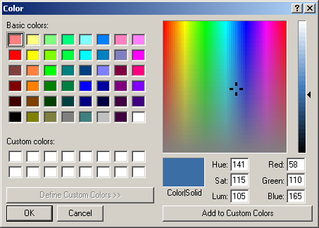 Colour selector in Windows 2000 Pro