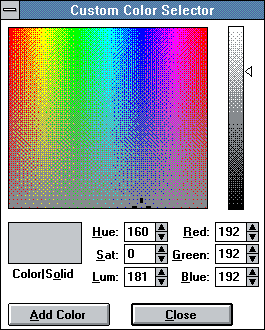 Colour selector in Windows 3.0