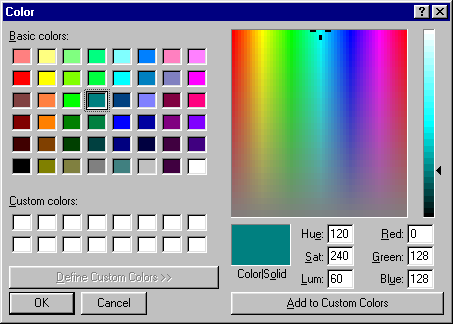 Colour selector in Windows 95B