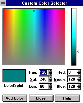 Colour selector in Windows NT 3.1 Workstation