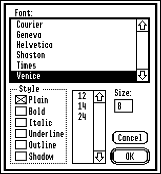 Font selection in GS/OS 6.0.1