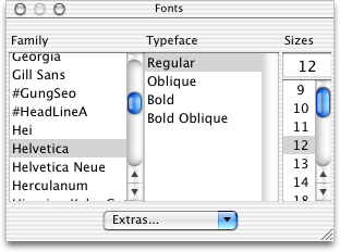 Font selection in Mac OS X Jaguar