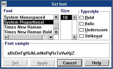 Font selection in MS OS/2 1.30.1