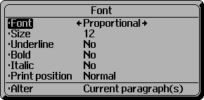 Font selection in Sibo/Psion Series 3a (Font)