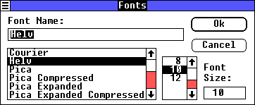 Font selection in Windows 1.01