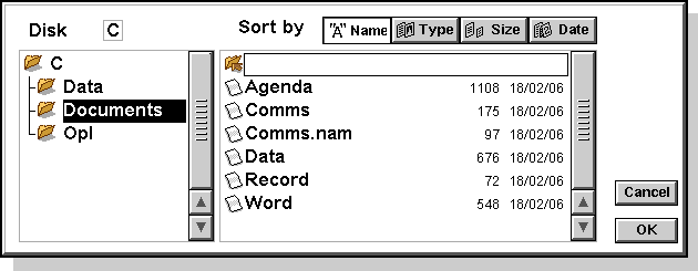 Open file in EPOC R5/Psion Series 7 (Open file)