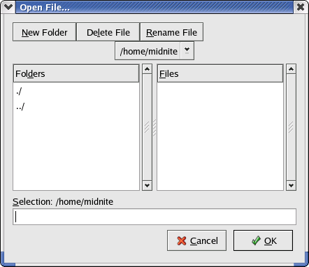 Open file in GNOME 2.2.0 in RedHat 9 (Open File...)