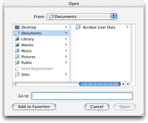 Open file in Mac OS X Jaguar (Open)