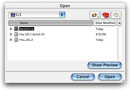 Open file in Mac OS X DP 3 (Open)