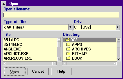 Open file in OS/2 Warp 3 (Open)