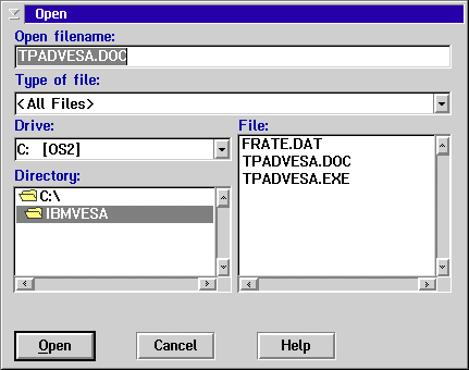 Open file in OS/2 Warp 4 (Open)