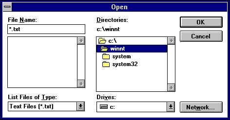 Open file in Windows NT 3.1 Workstation (Open)