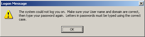 Wrong password in Windows Server 2003 Web