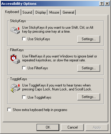 Accessibility in Windows 2000 Pro (Accessibility Options)