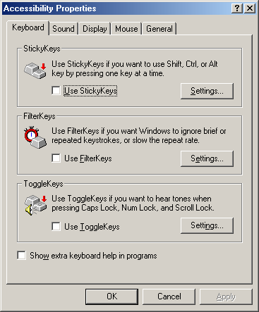 Accessibility in Windows Me (Accessibility Properties)