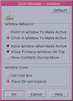 Appearance in CDE 1.5 in Solaris 9 (Style Manager – Window)