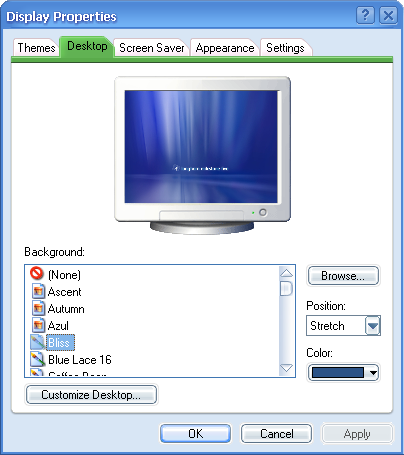 Appearance in Longhorn 4015 (Display Properties)