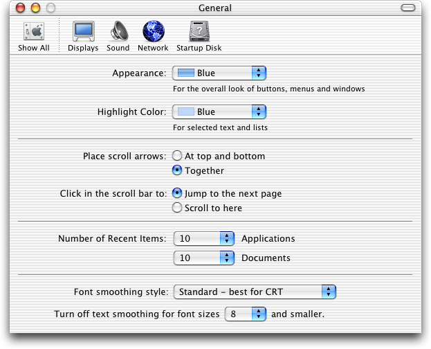 Appearance in Mac OS X Jaguar (General)