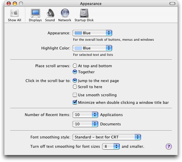 Appearance in Mac OS X Panther (Appearance)