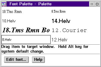 Appearance in OS/2 Warp 3 (Font Palette)