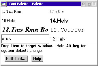 Appearance in OS/2 Warp 4 (Font Palette)