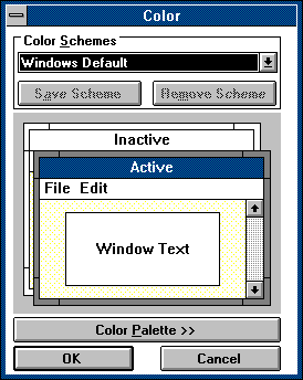 Appearance in Windows 3.0 (Color)