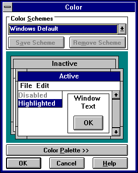 Appearance in Windows NT 3.1 Workstation (Color)