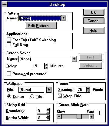 Appearance in Windows NT 3.51 Workstation (Desktop)