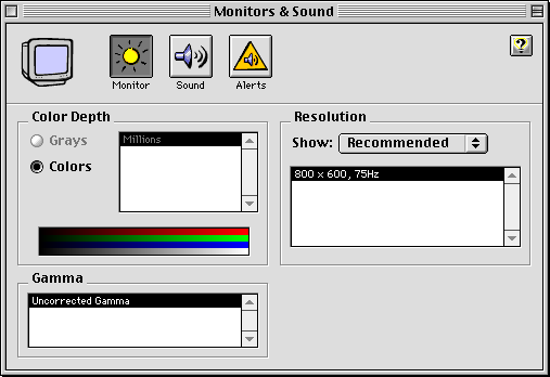 Display in Mac OS 8.0 (Monitors & Sound)