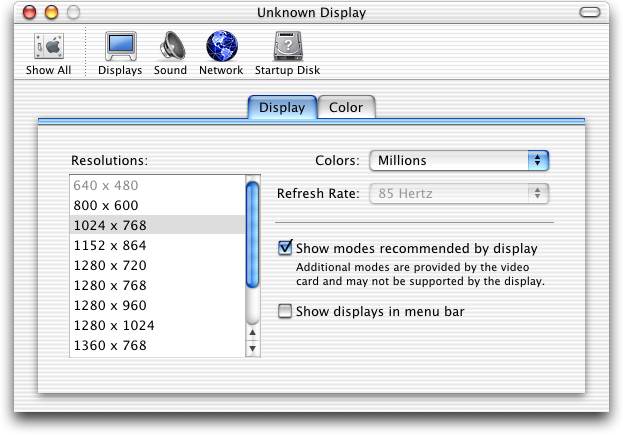 Display in Mac OS 10.1 (Displays)