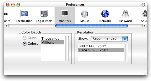 Display in Mac OS X DP 3 (Monitors)