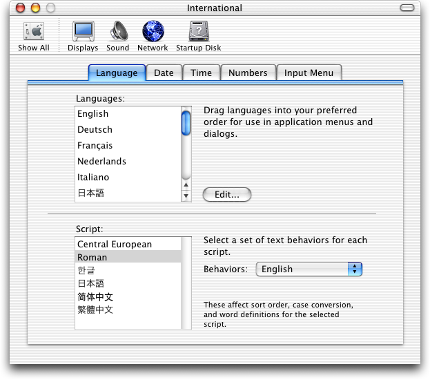 International in Mac OS X Jaguar (International)