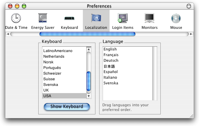 International in Mac OS X DP 3 (Localization)