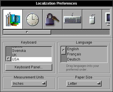 International in OPENSTEP 4.2 (Localization Preferences)