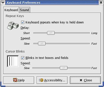 Keyboard in GNOME 2.2.0 in RedHat 9 (Keyboard)