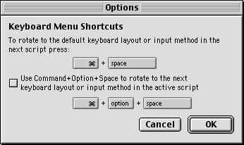 Keyboard in Mac OS 9.0 (Options)