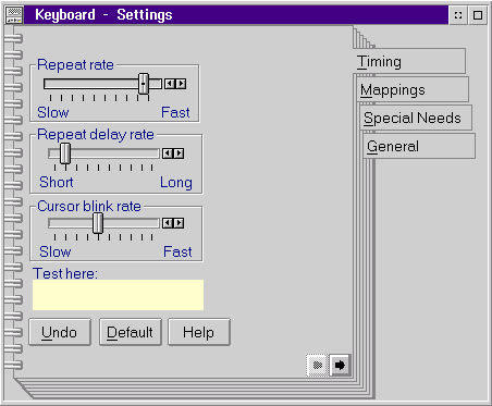 Keyboard in OS/2 Warp 3 (Keyboard – Setings)