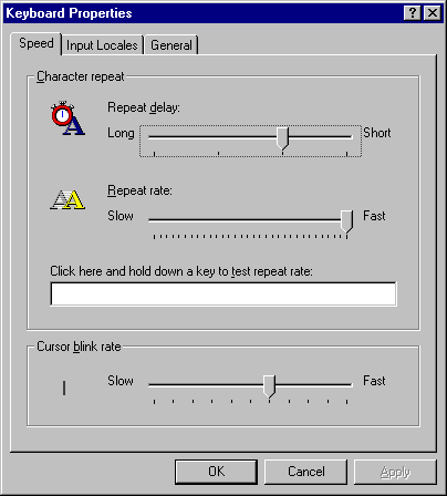 Keyboard in Windows NT 4.0 Workstation (Keyboard Properties)